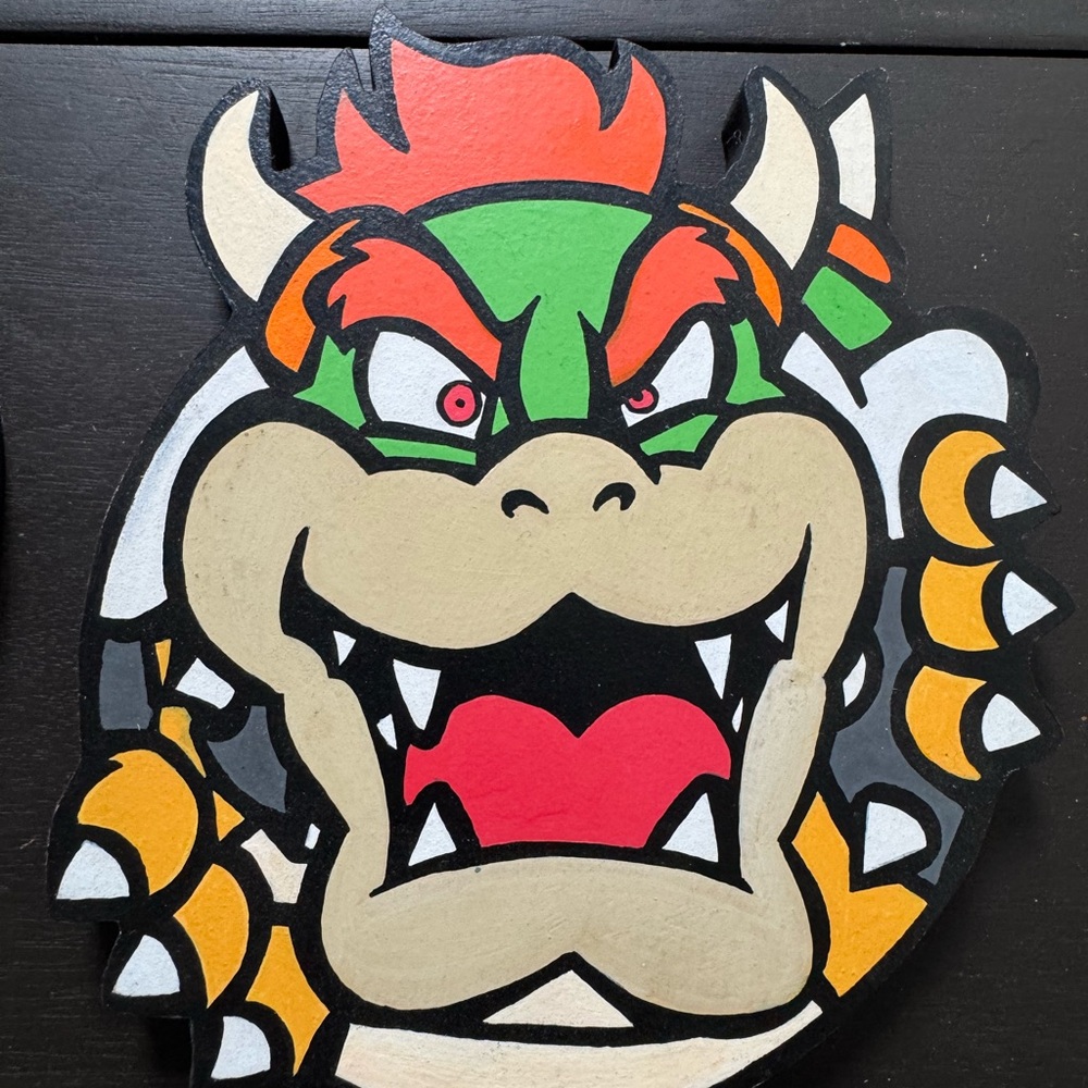Super Mario/ Nintendo inspired Hand Painted Wooden Character Art – Bowser